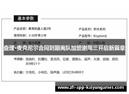 查理·麦克尼尔合同到期离队加盟谢周三开启新篇章